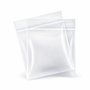 Two clear plain grip seal bags overlapping on a white background