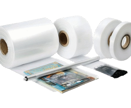 Multiple rolls of clear heavy-duty layflat tubing in various widths, featuring a thick polyethylene roll