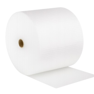 A roll of clear small bubble wrap for fragile items